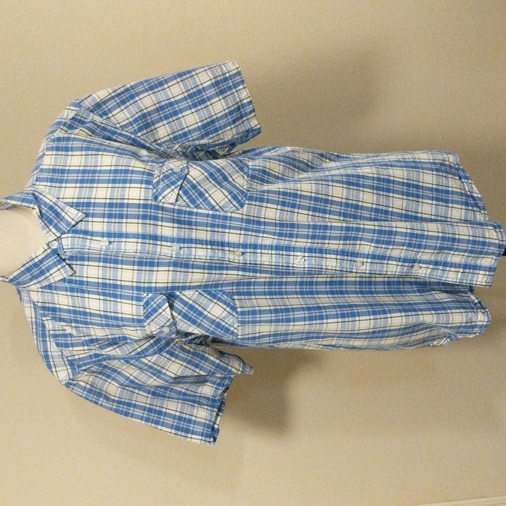 Plaid short sleeve shirt blue/white